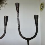 Pair of antique wrought iron candlesticks