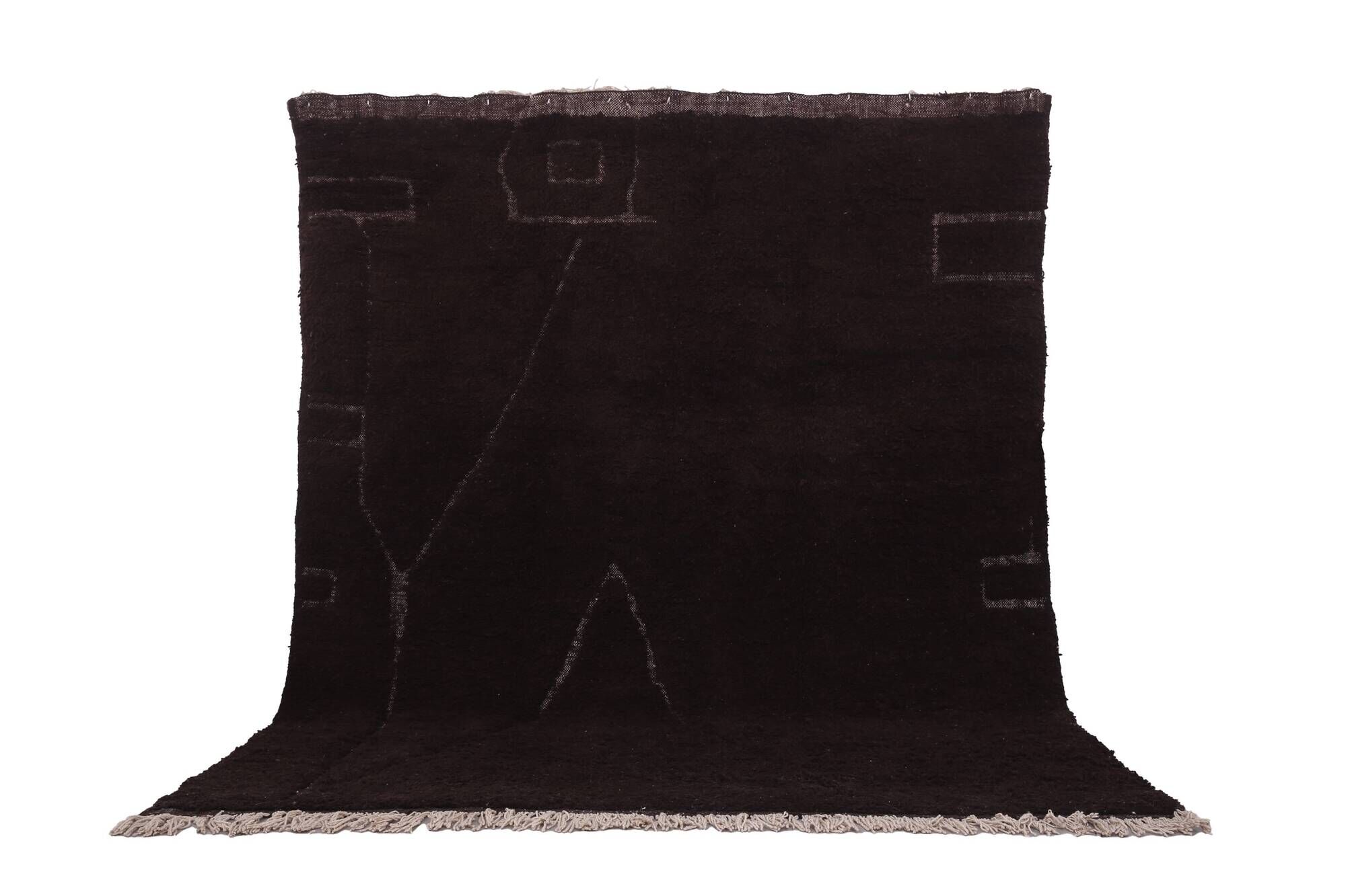 Espresso Brown Moroccan Rug 248 x 310 cm - Vintage Moroccan Rug  Bohemian