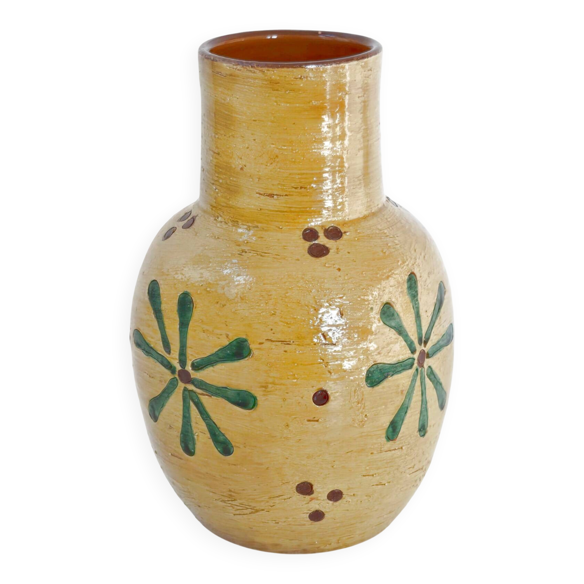 Vintage italian vase 1950 ceramic by aldo londi for bitossi 50s 1950s