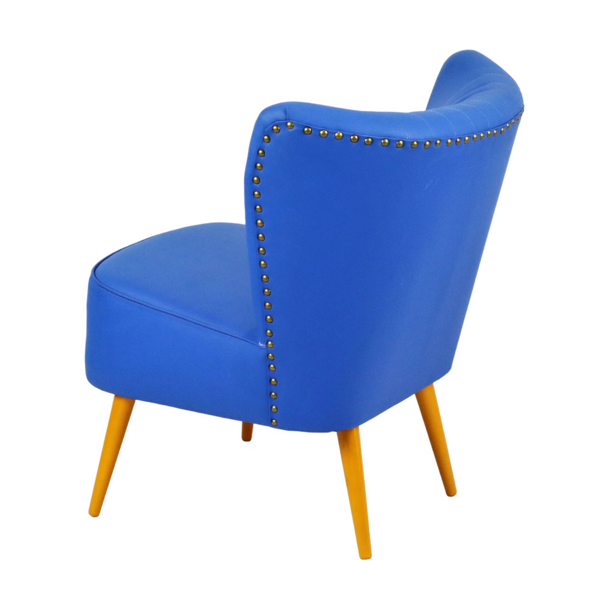 Expo 58 Armchair Seat Replica Blue Vintage Conical 72cm