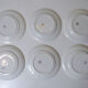 6 flat plates Moulin des Loups faience flowers vintage gold