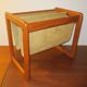 Magazinr rack in teak and suede leather by Aksel Kjersgaard, 1960s