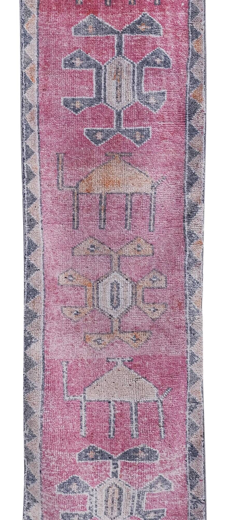 Vintage Turkish hallway rug 89x325 cm