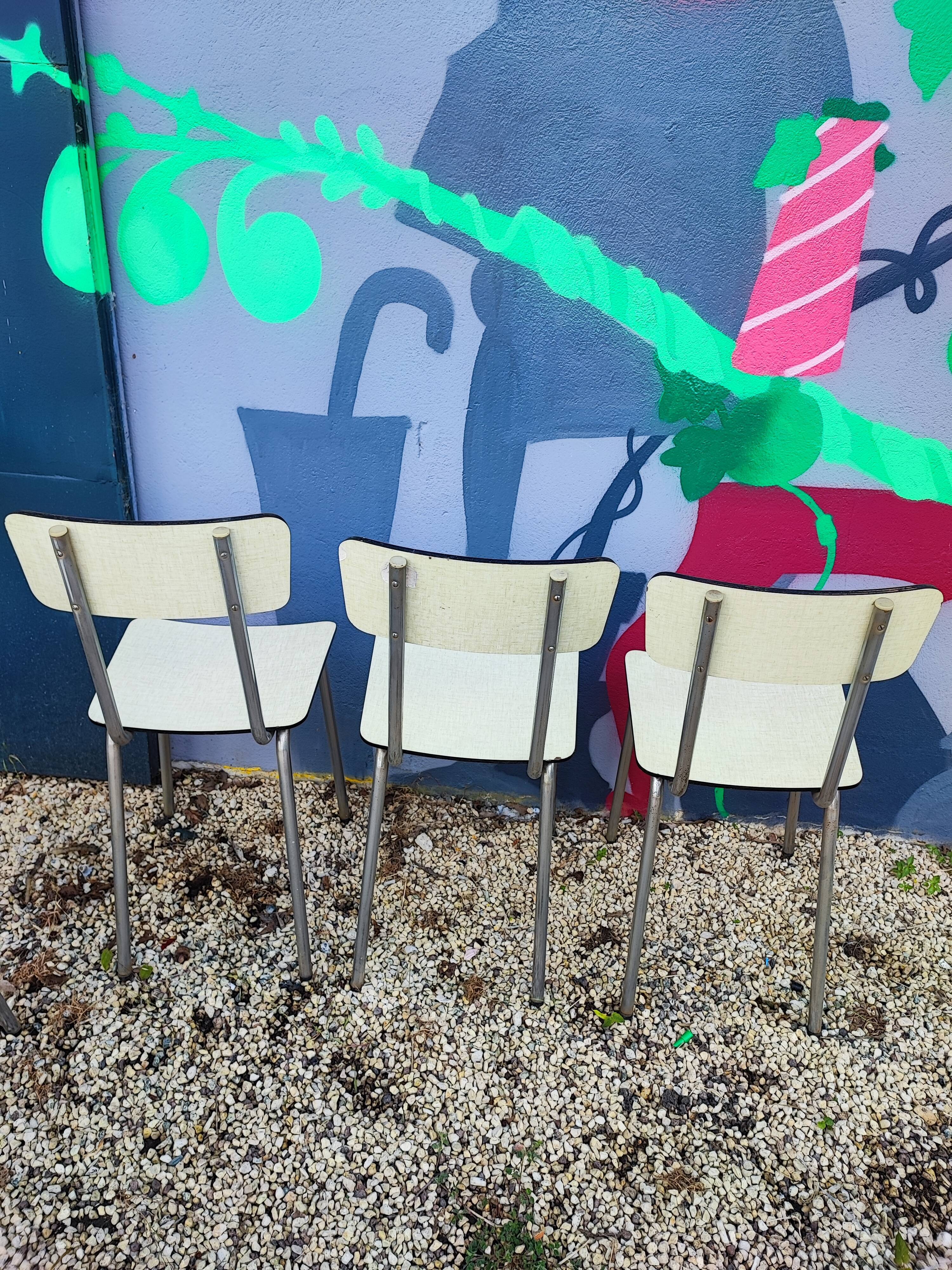 Lot 6 chaises formica jaune paille crème