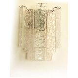 Pair of Contemporary Hammered Strips ”Listelli” Murano Glass Chromed Wall Sconces by Simoeng
