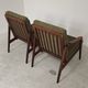Pair of wooden armchairs Uluv green fabric 1960