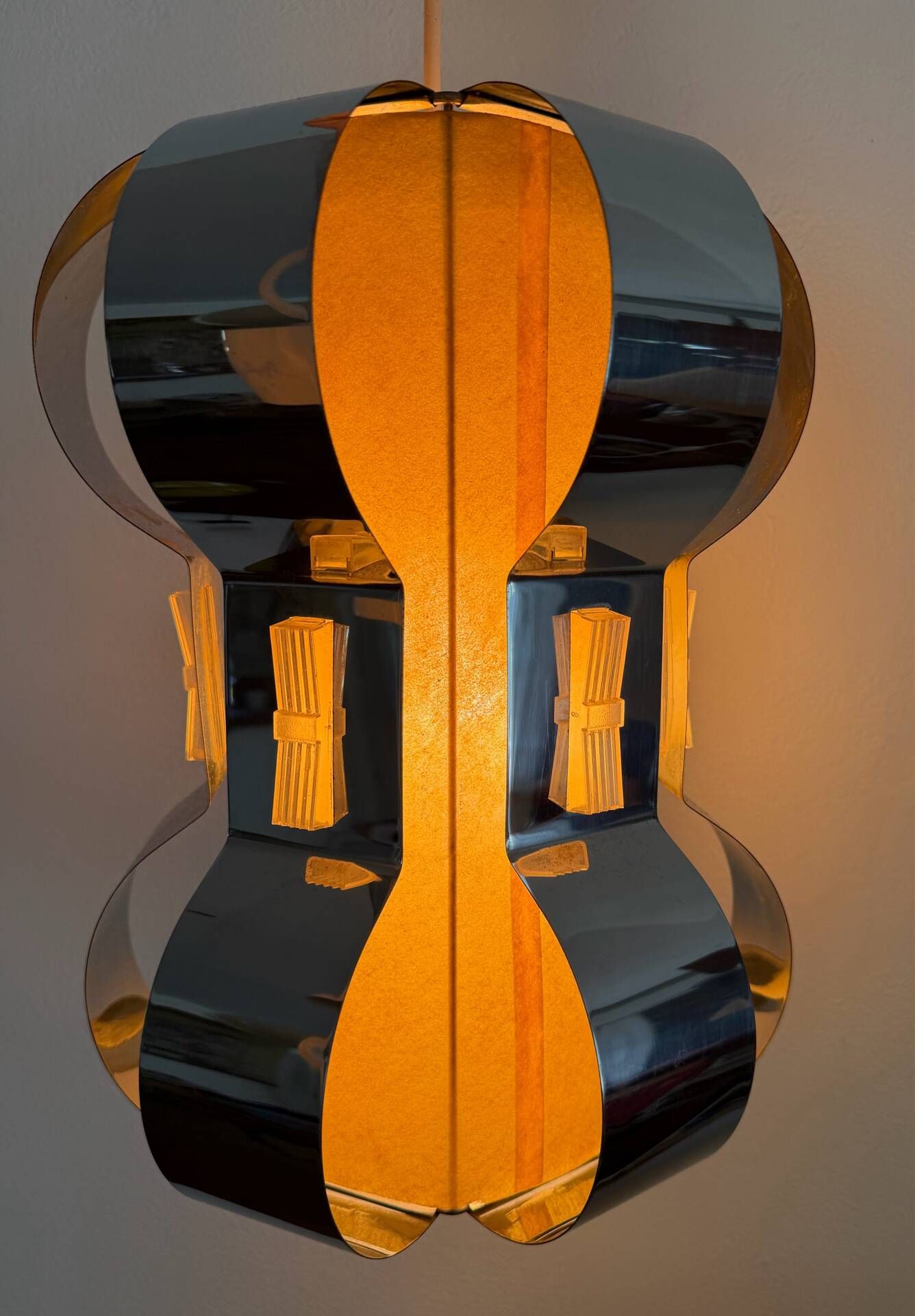 Chrome metal slat lamp, 1970s, psychedelic