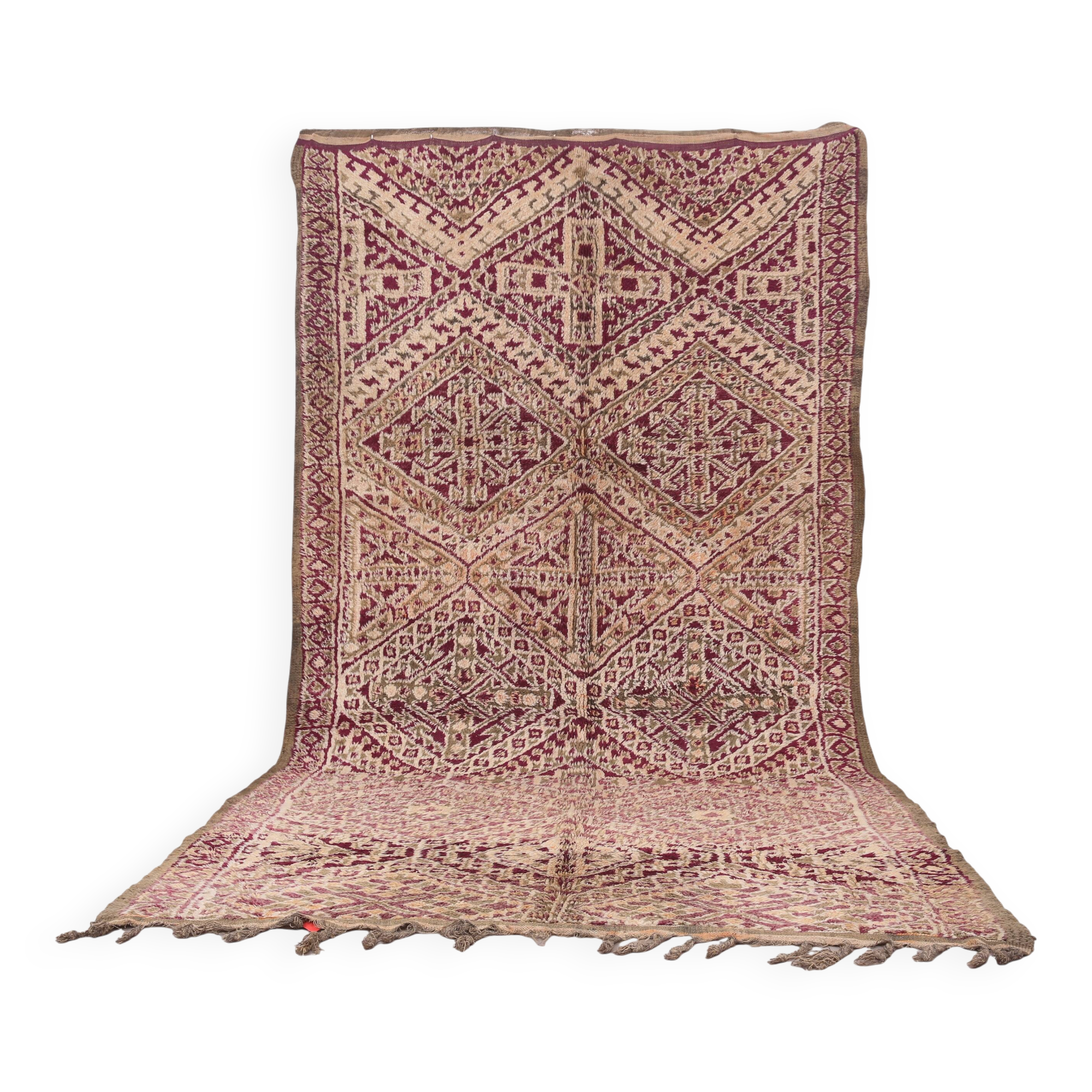 Purple Vintage Beni Mguild Rug 186 x 353 cm - Handmade Berber Wool Rug