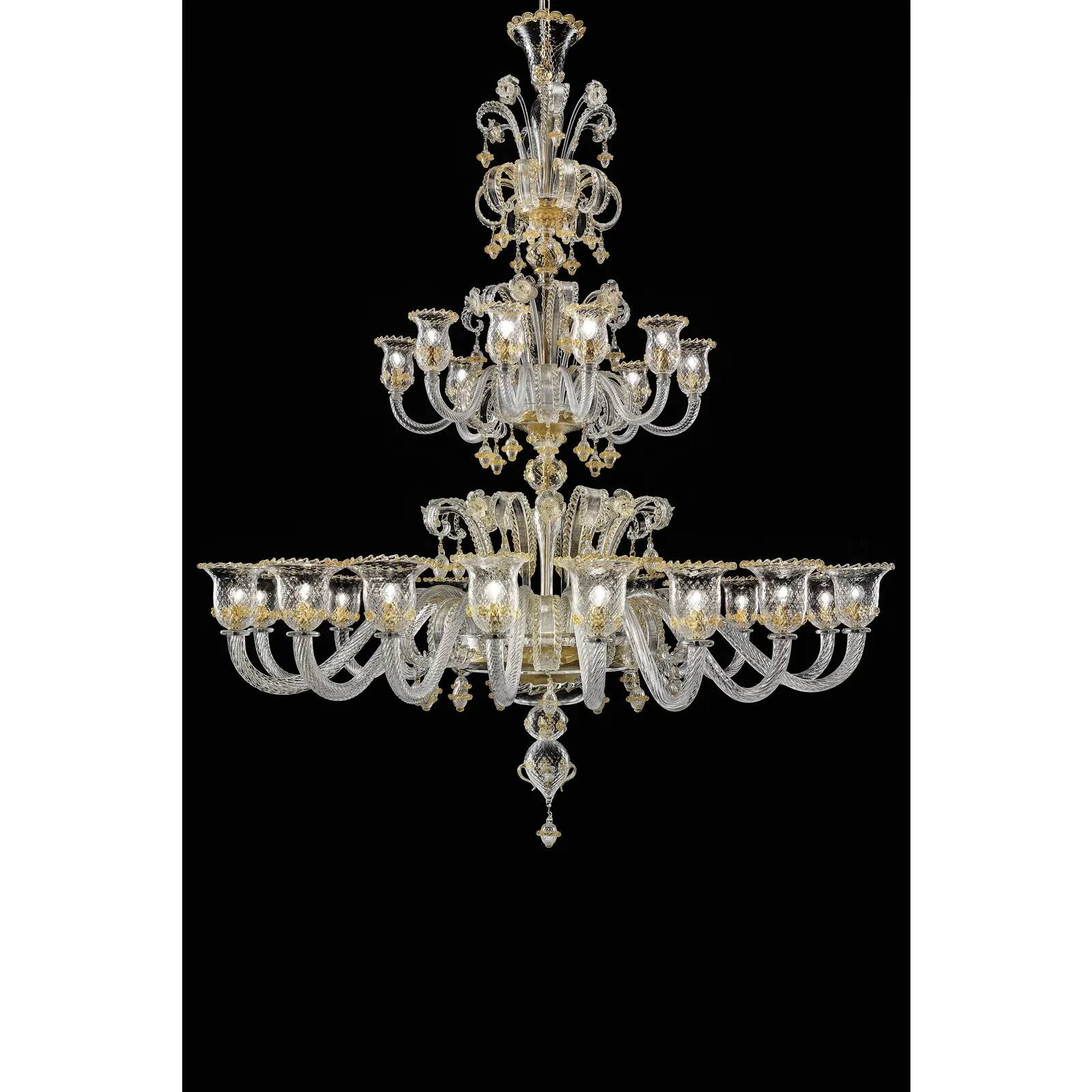 Imperial Style “Rigadin” Murano Glass Chandelier in Venetian Design