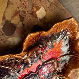 Vintage leaf-shaped earthenware centerpiece/trinket tray