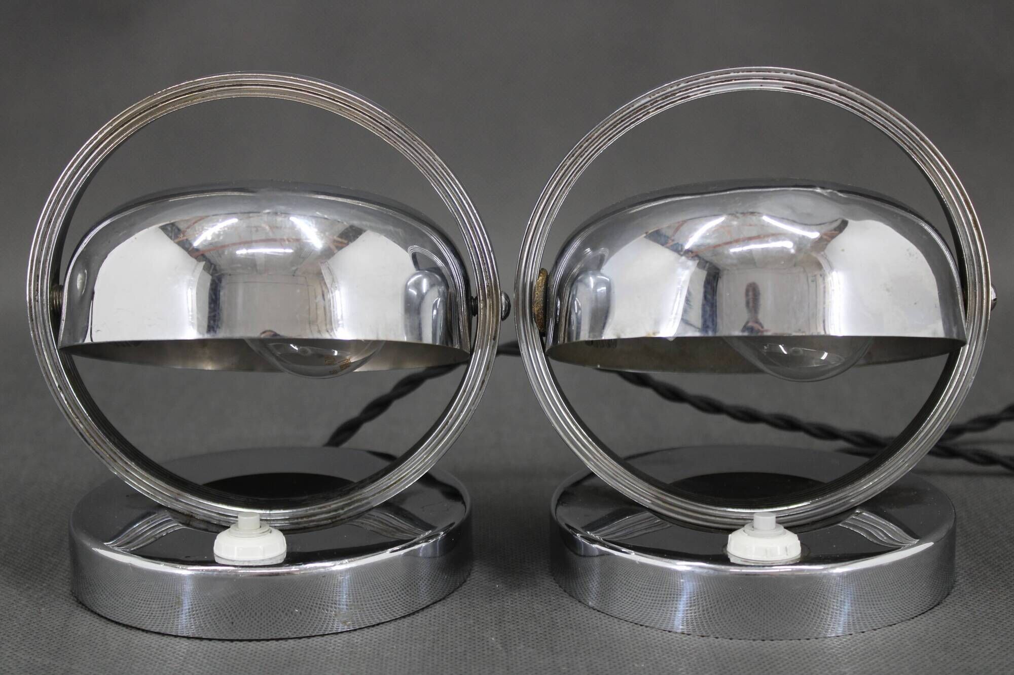 Pair of Bauhaus bedside lamps from the 1930s, Czechoslovakia