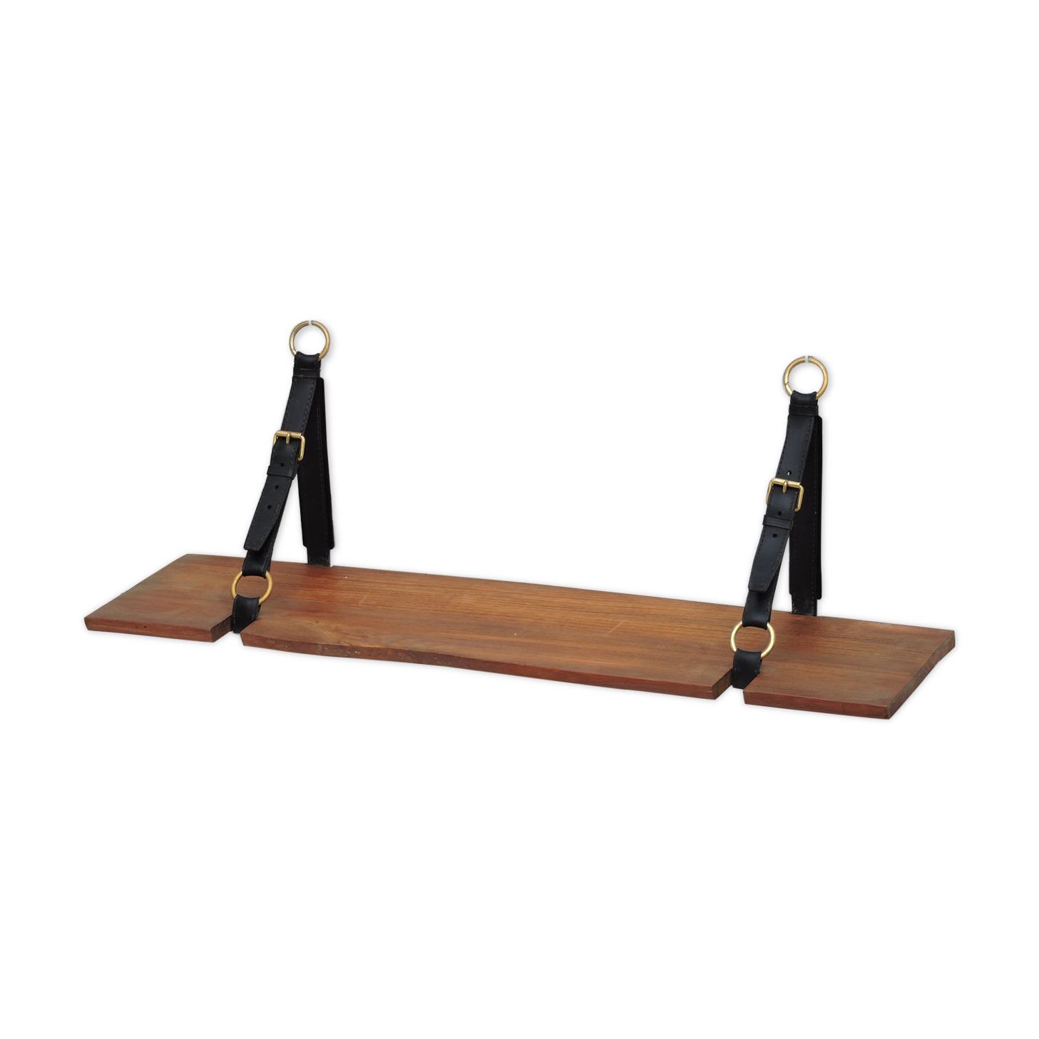 Elm and leather shelf, distributed by the Maison et Jardin Gallery in the 60