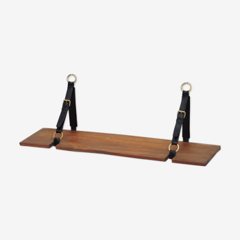 Elm and leather shelf, distributed by the Maison et Jardin Gallery in the 60