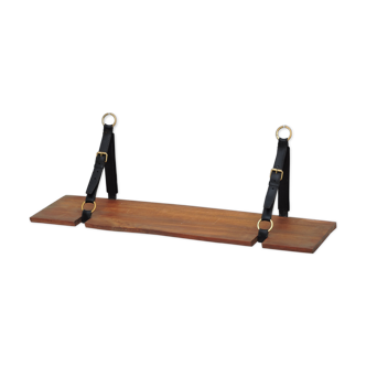 Elm and leather shelf, distributed by the Maison et Jardin Gallery in the 60