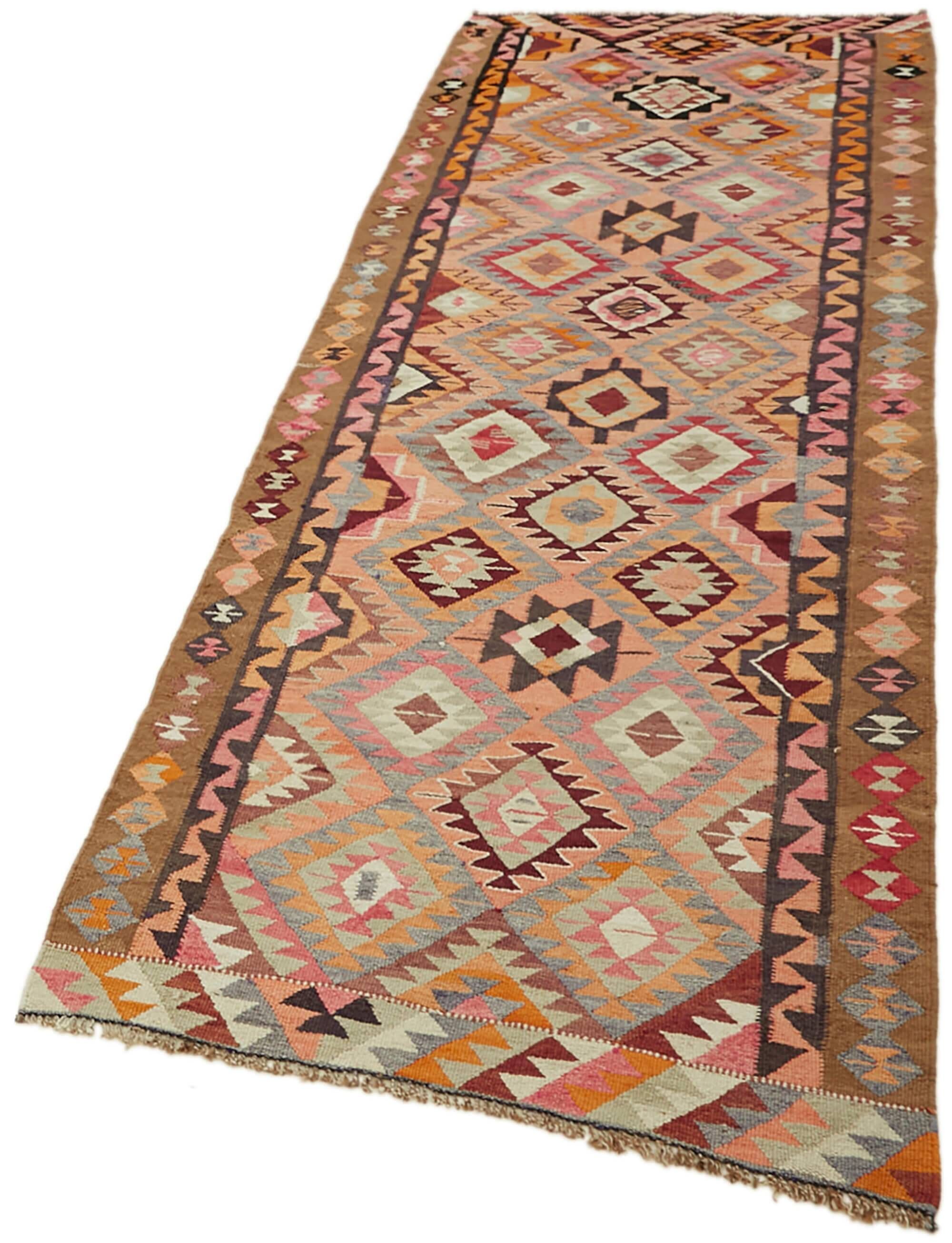 Turkish Handwoven Vintage Herki Kilim 103 cm x 316 cm
