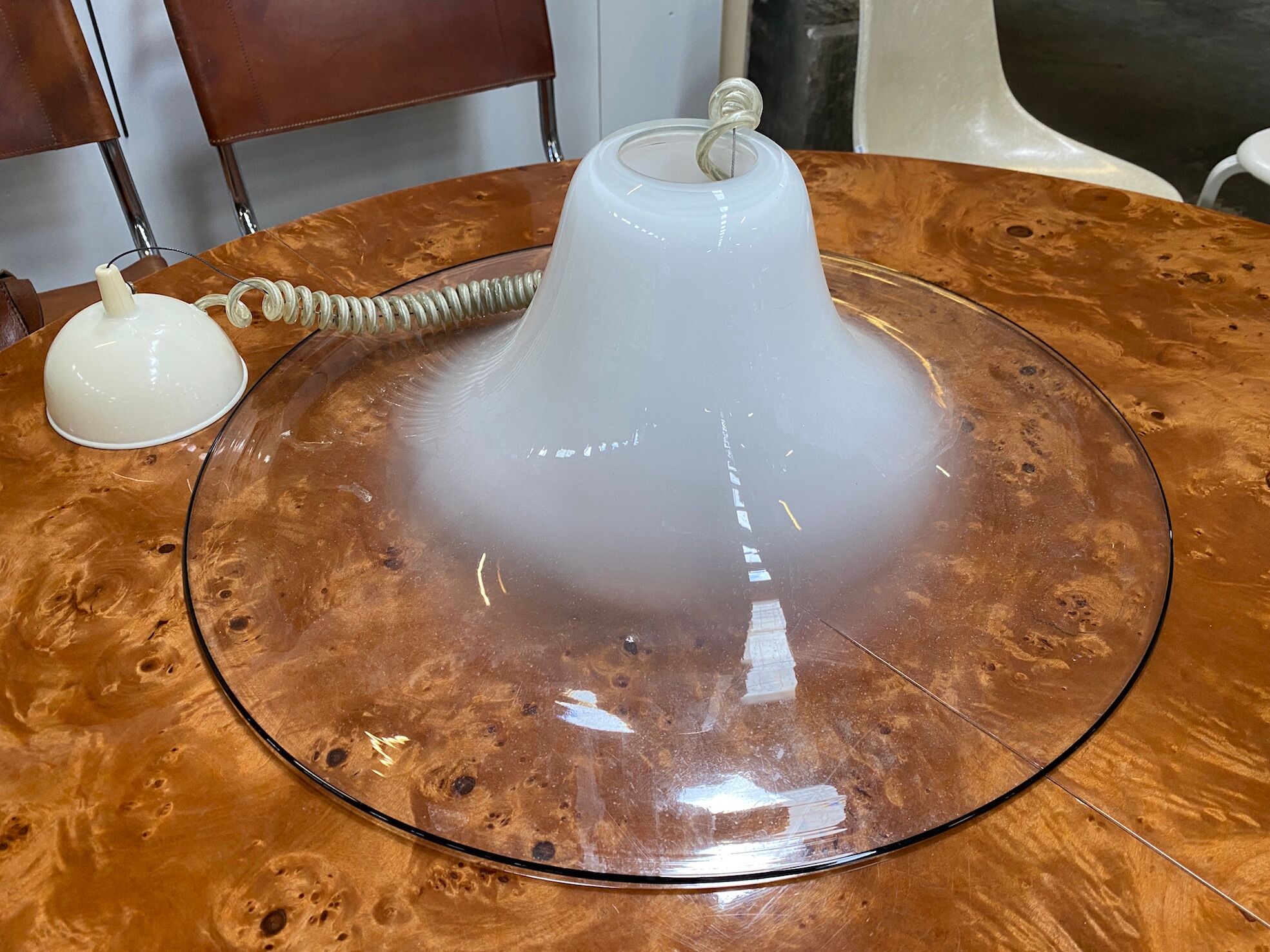 Cinea pendant lamp, Leucos workshop, Murano glass, Giusto Toso design, Italy, circa 1970.