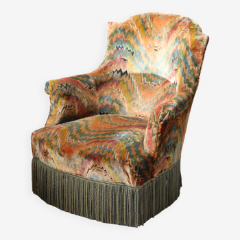 Multicolored velvet toad armchair