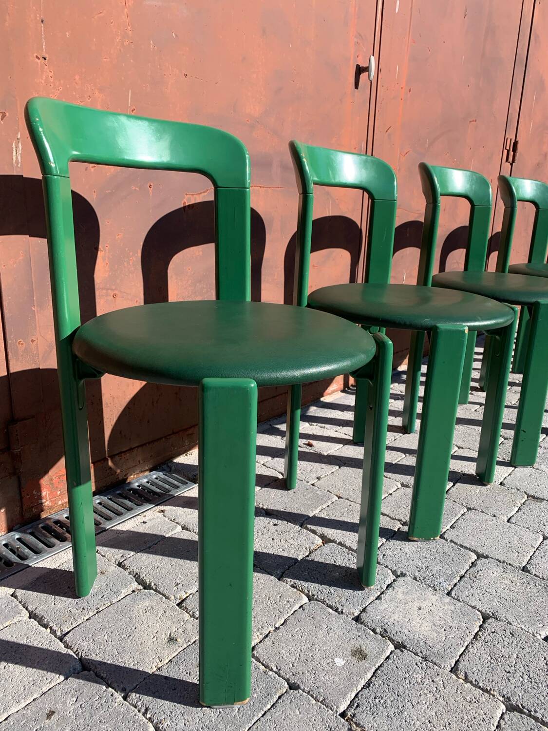6 Bruno Rey Kush & coVerte Stackable Chairs Circa 1970