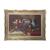 Huile antique géante sur toile par M.S. Dufour