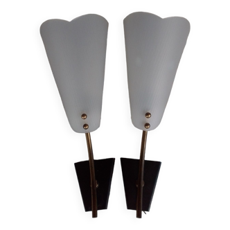 Pair of brass plastic sconces