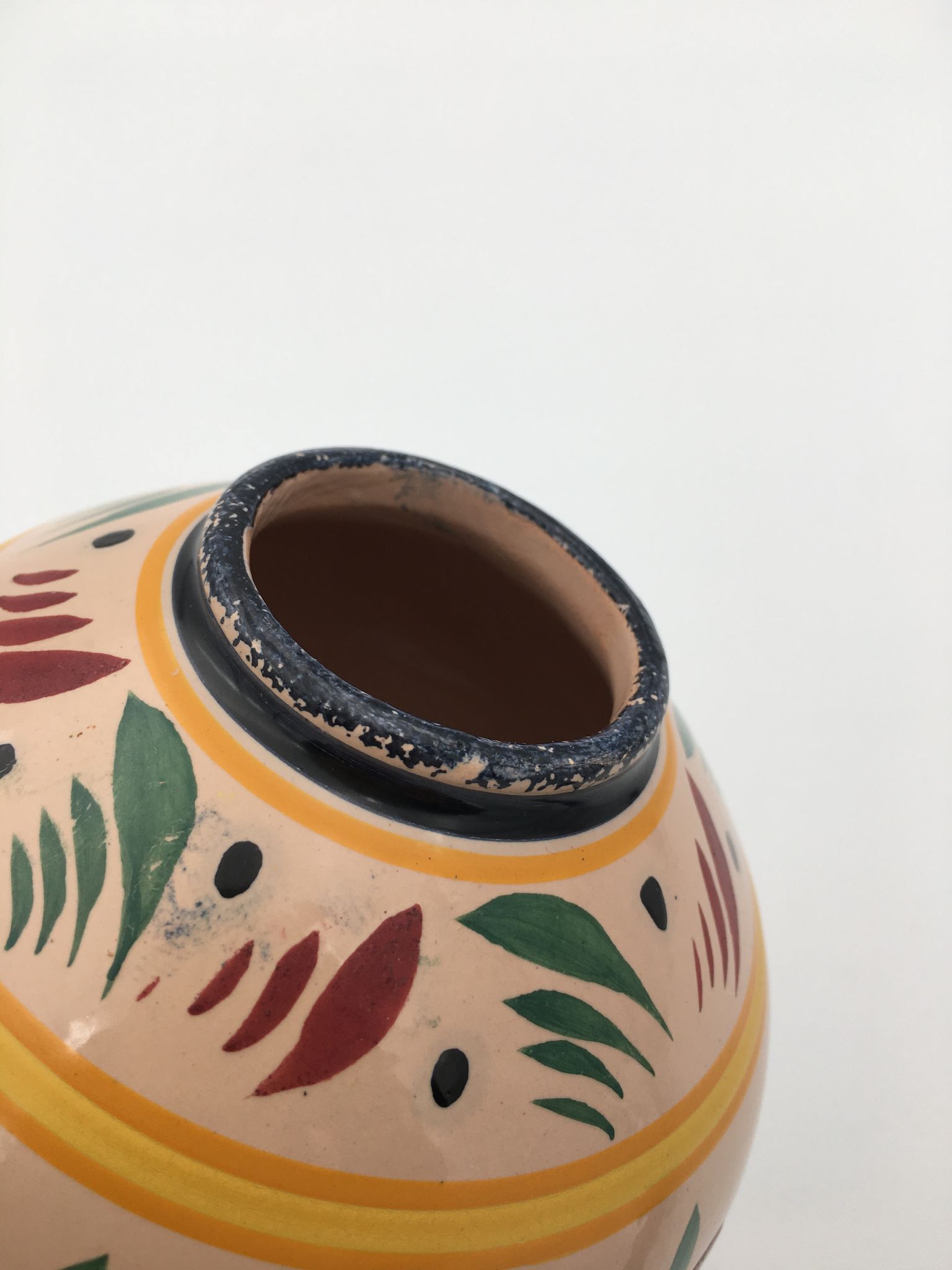 Vase ceramic ball, hand-painted, signed Henriot Quimper France 20th century
