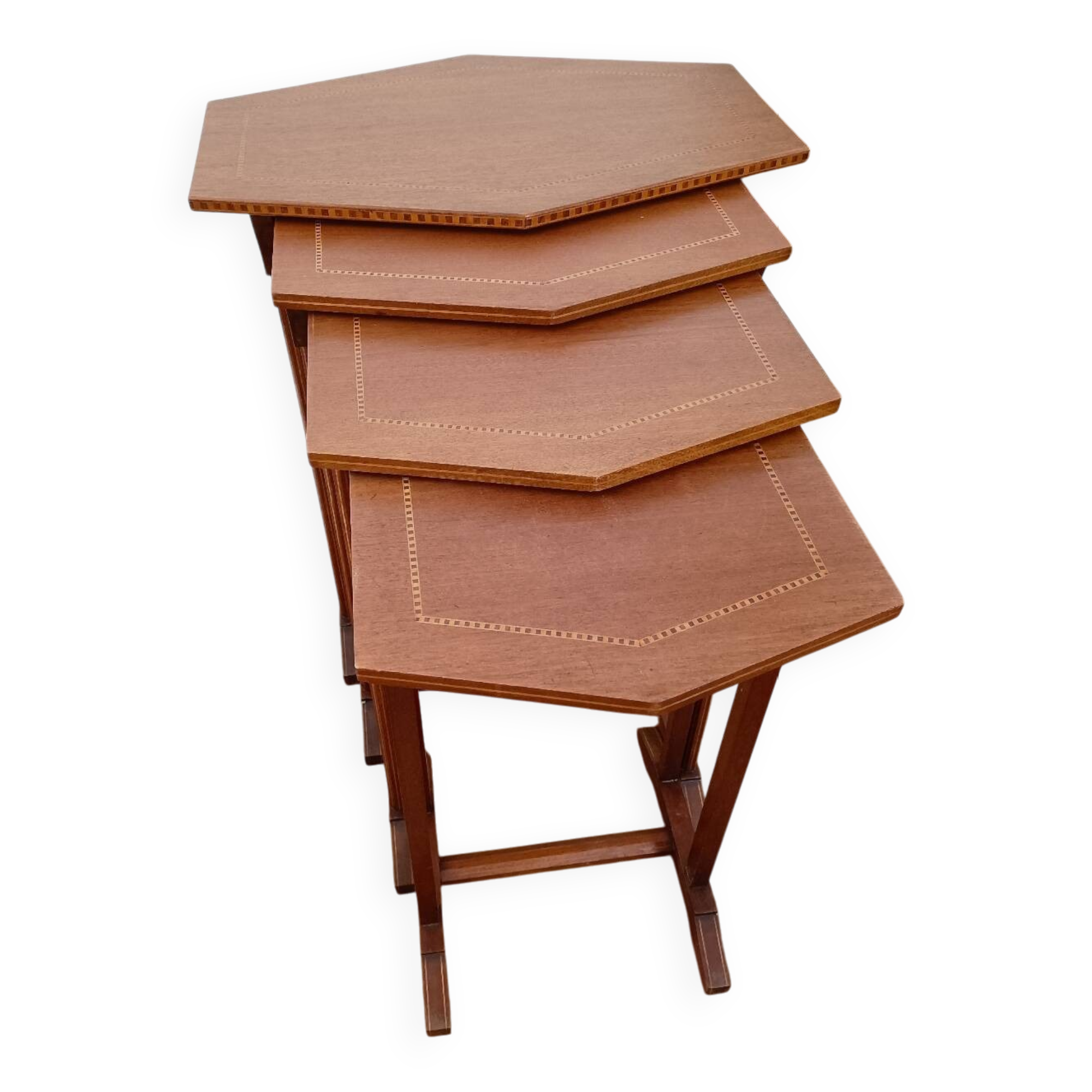 4 nesting marquetry tables