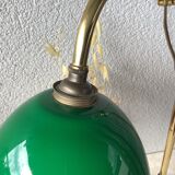Lampe de bureau en laiton et opaline verte