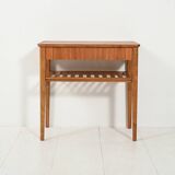 Scandinavian bedside table with slatted shelf