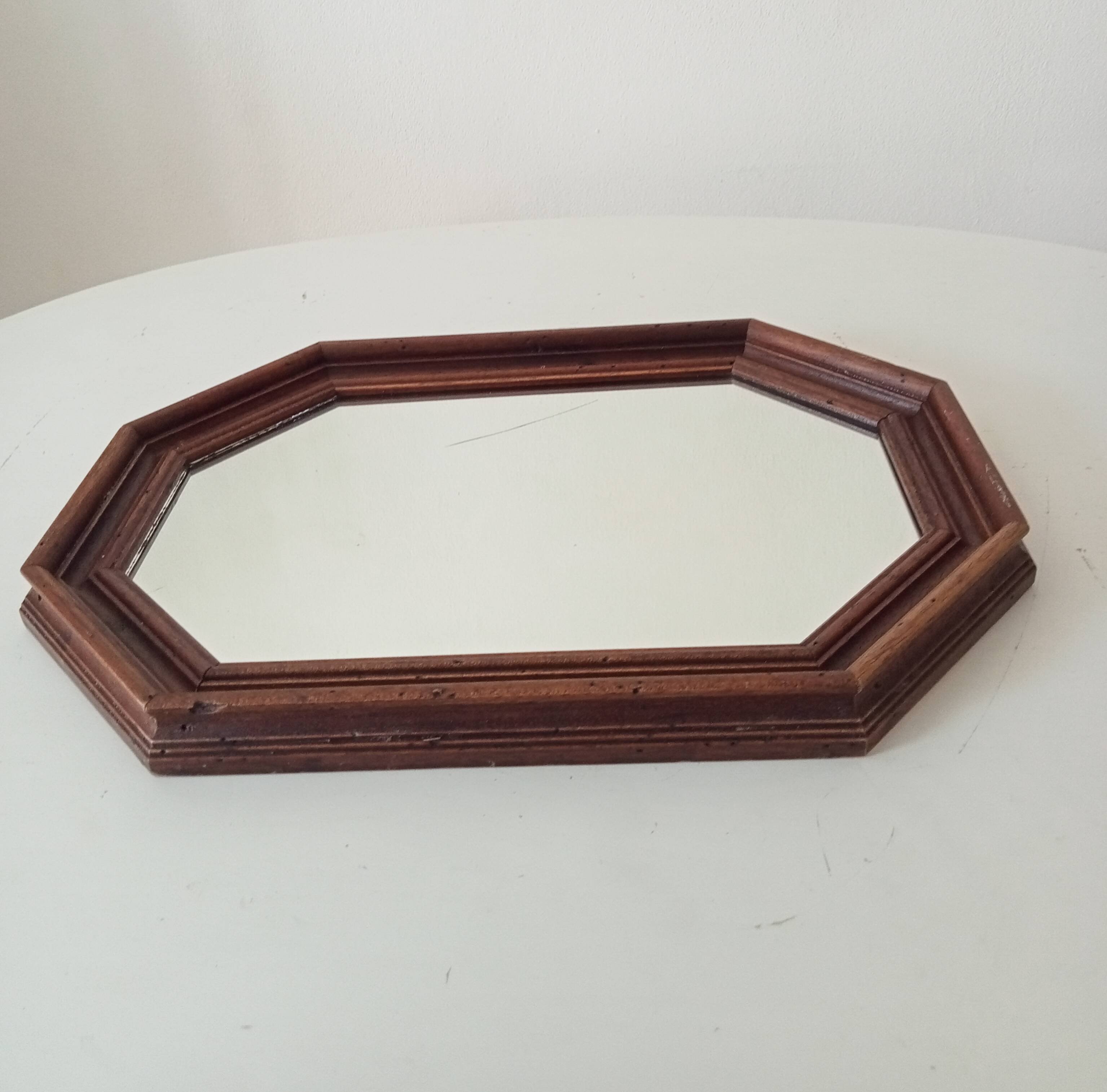 Vintage octagonal mirror from the 1960s.