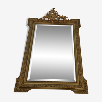 Miroir ancien en bois doré 130 x 85 cm