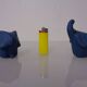 Mid-Century Blue Ceramic Elephants, Austria, Set of 2
