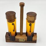 Oil & vinegar set in olive wood