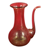 Carafe design, verseuse en verrerie de biot vert verre vintage