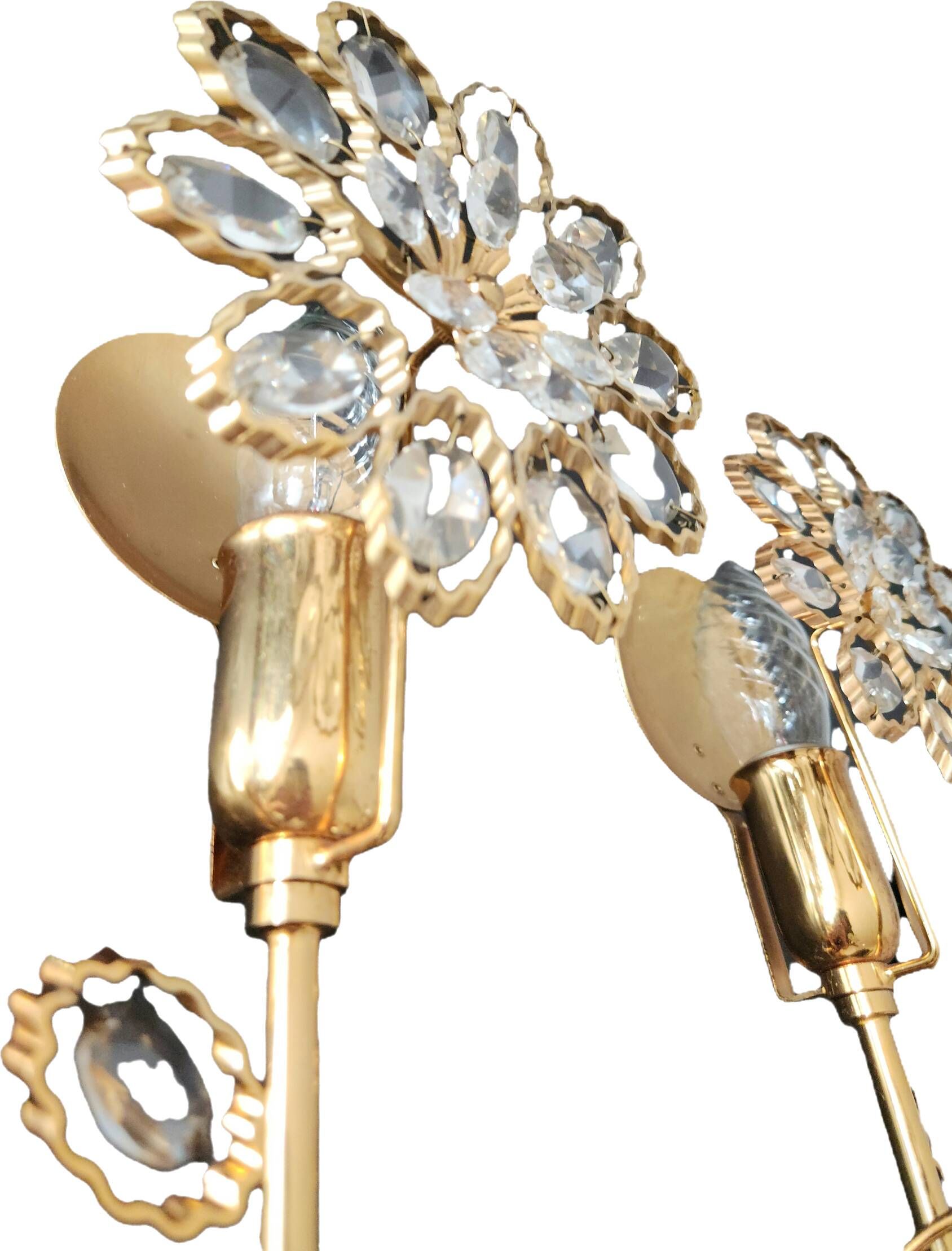 Palwa Hollywood Regency vergoldet Wandlampe Messing Swarovski Kristallen