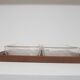 Service set, brown teak wood, clear glass, Denmark, 1970s.