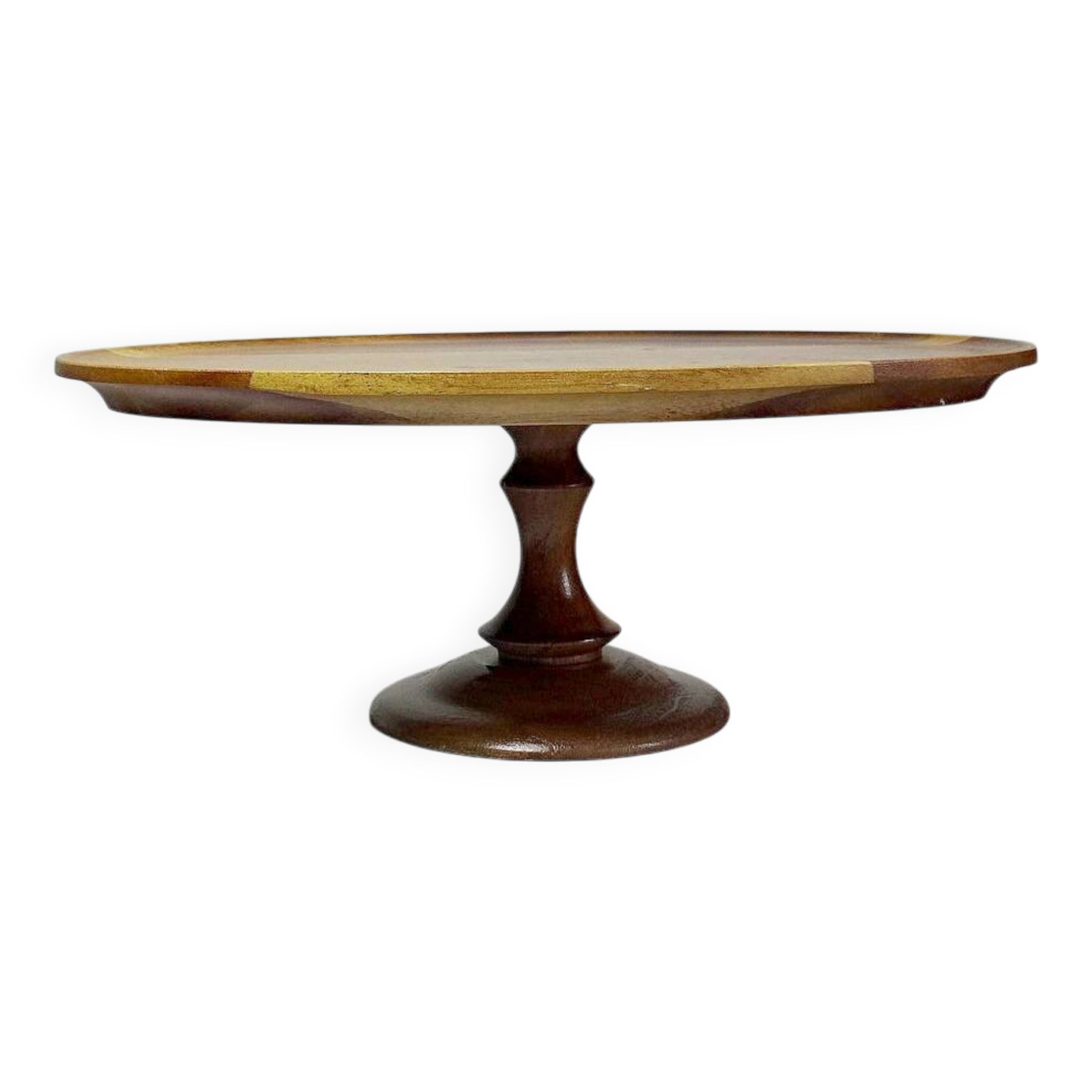 Vintage turned oval wooden display stand