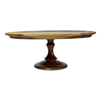 Vintage turned oval wooden display stand