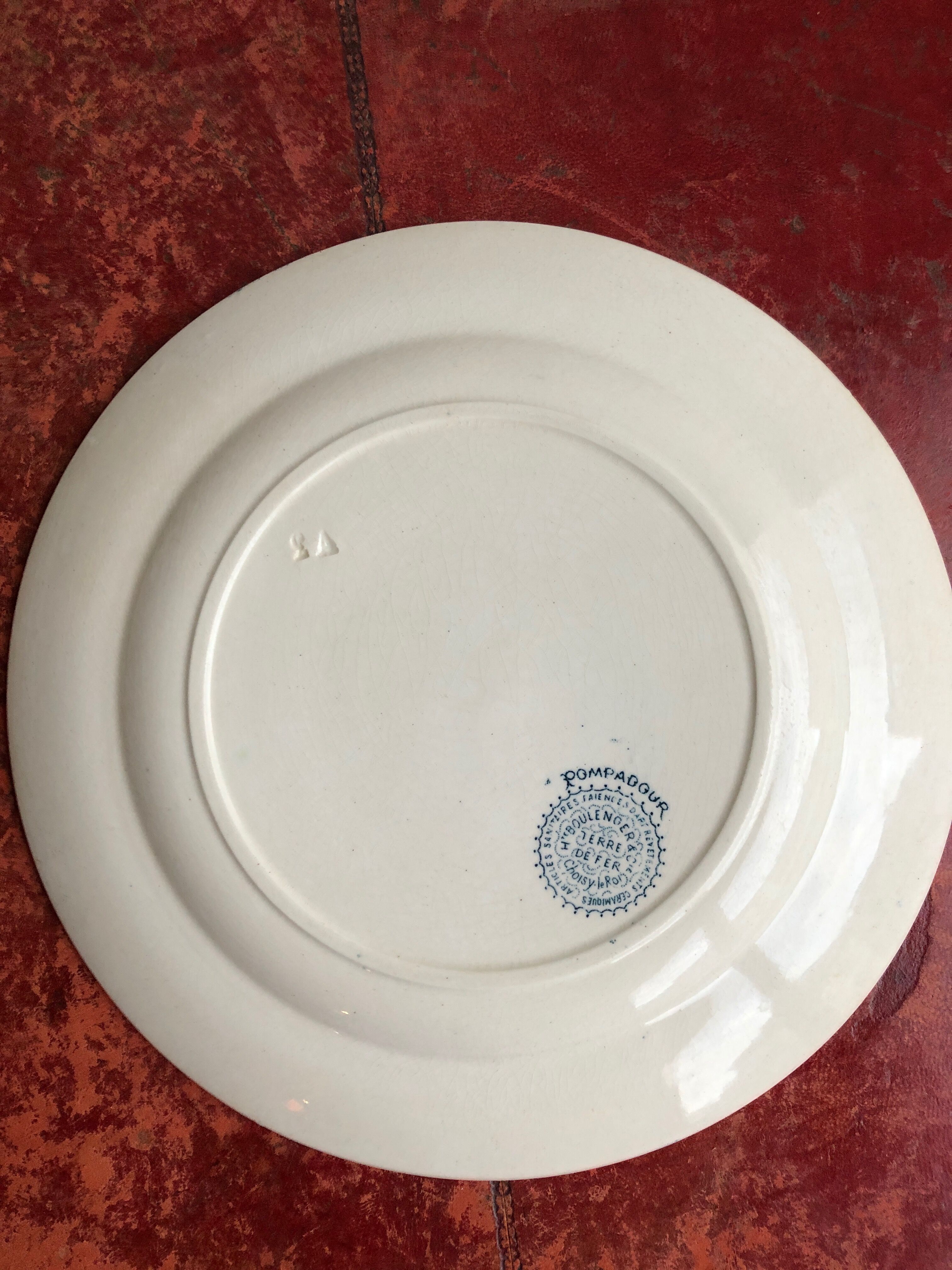 Lot of 4 flat plates in Iron Land Boulenger Choisy the Model King POMPADOUR
