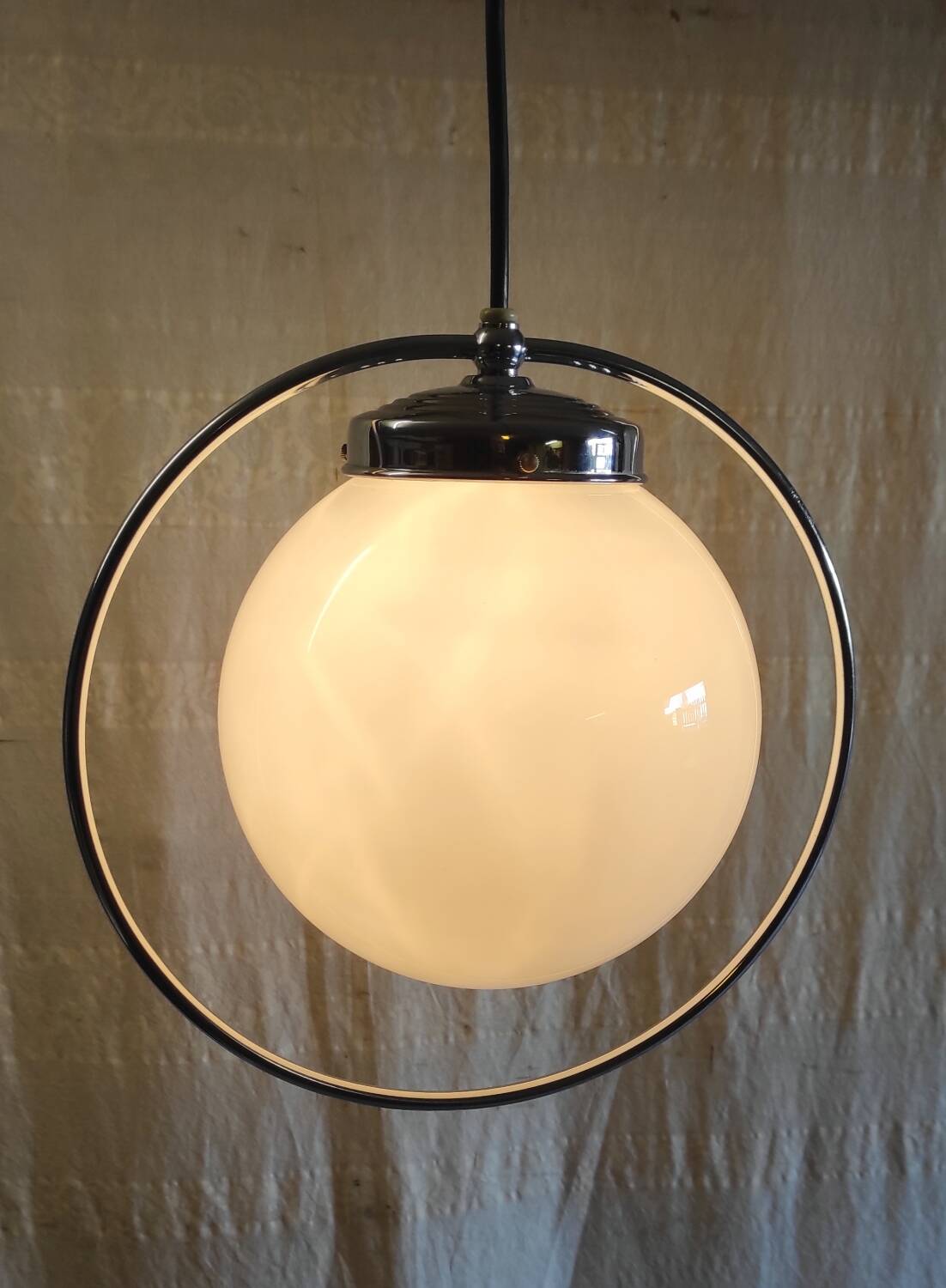 Art Deco opaline globe pendant - mid 20th century