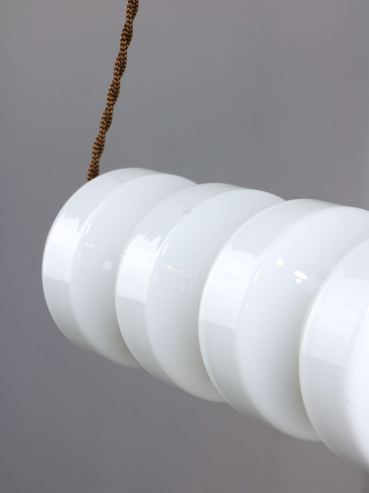 Mid-century opaline & brass pendant lamp