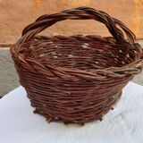 Rare Old handcrafted basket made of cherry branches - peasant folk art