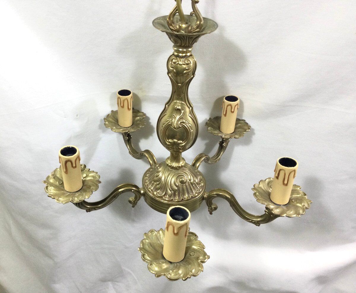 Chandelier 5 lights in bronze