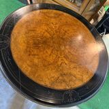 Pedestal table in blackened and fruit wood