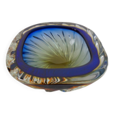 Blue Brown Sommerso Murano Glass Bowl or Ashtray by Flavio Poli, Italy, 1960s