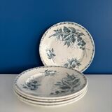 Set of 5 Vintage Badonviller Ironstone Flat Plates – Blackberry Pattern