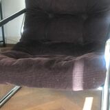 Brown velvet armchair from the 80s