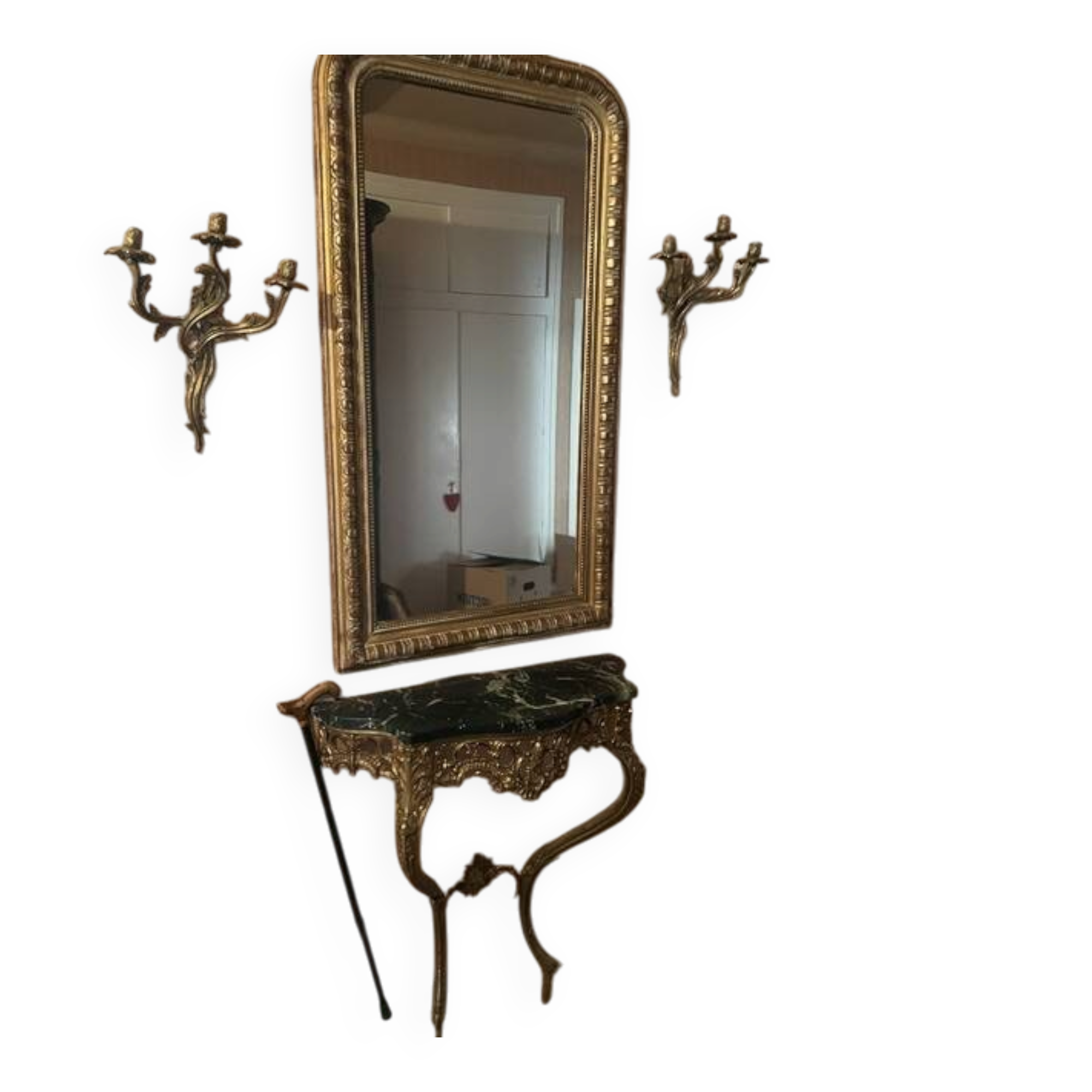 console avec miroir et deux appliques
