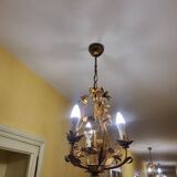 Set of 3 gold painted metal chandeliers