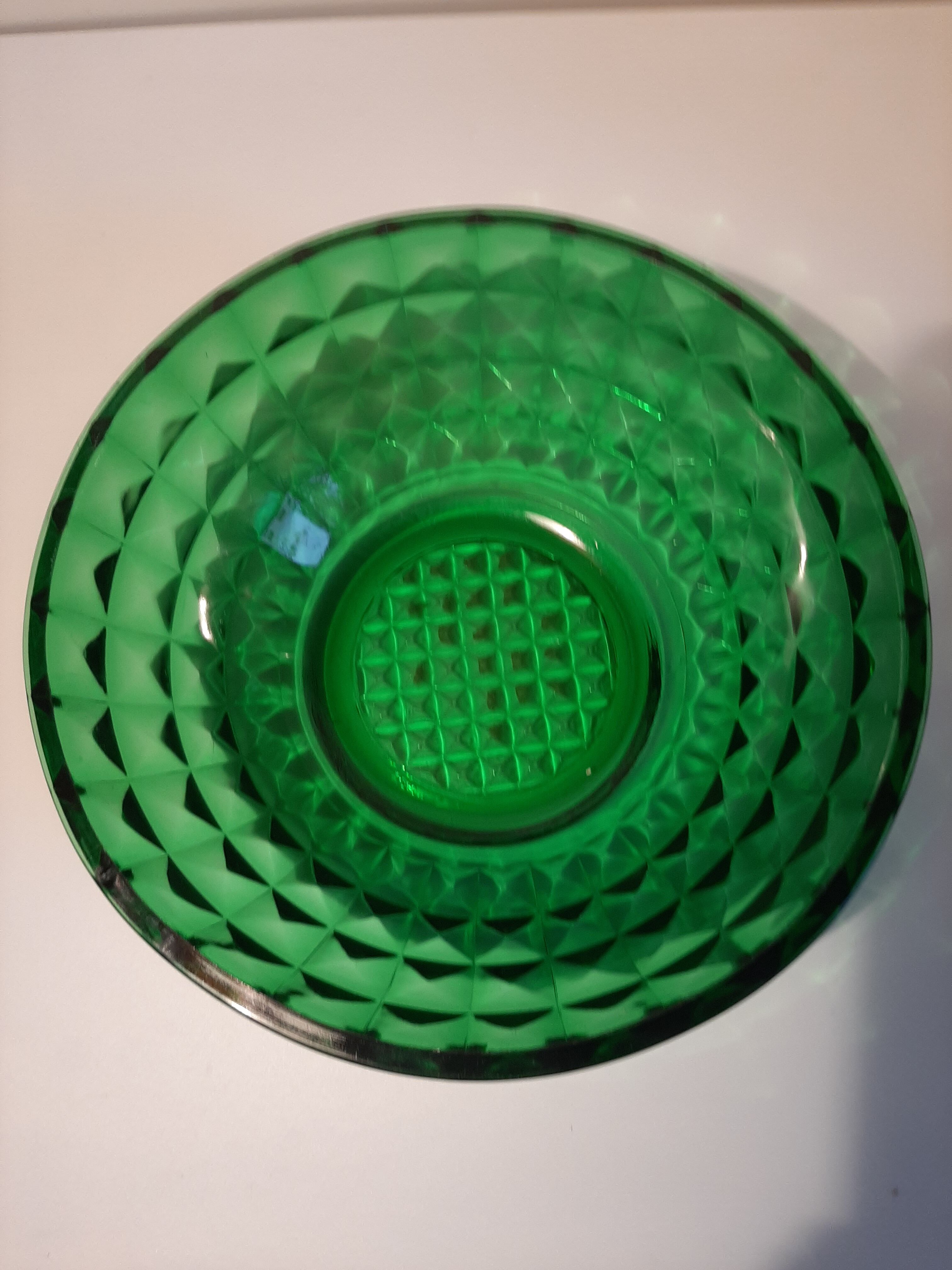 Green glass salad bowl