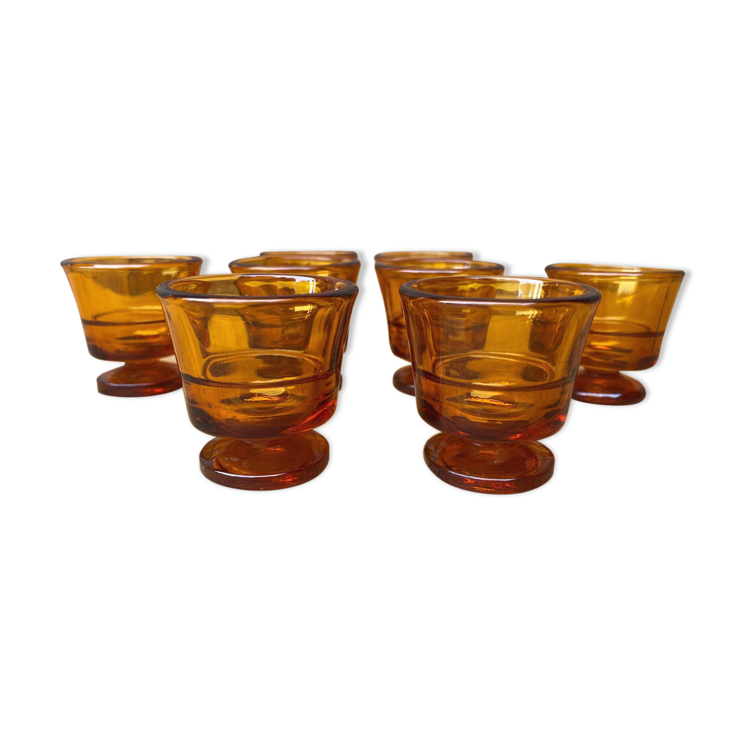 Set of 8 shells in amber glass duralex